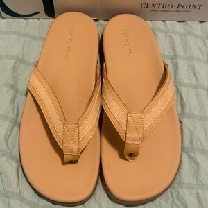 Centro Point T-Strap Arch Support Flip Flops In Nude Size 6 NWT